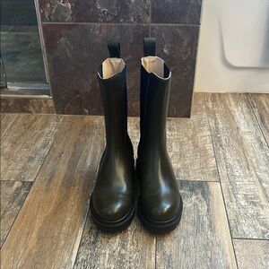Olive Green Tall Chelsea Pull On Boots